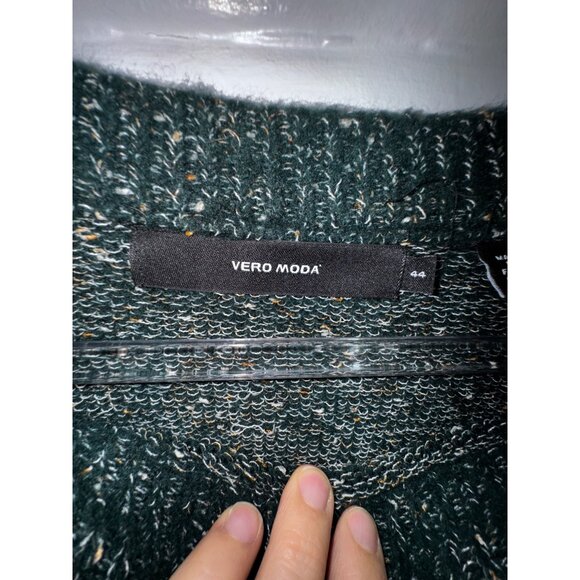 Vero Moda‎ Green Shaker Knit Pullover Sweater Size 44 Y2k Retro Eighties Preppy - Picture 4 of 8